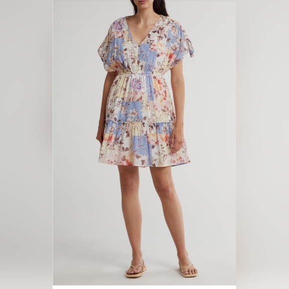 #146 Lovestitch Mixed Floral Cotton Babydoll Dress - Picture 2 of 4